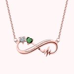 Collier Infini Personnalisé avec Gravure Collier avec Rythme Cardiaque et Pierres de Naissance Cadeau d'Anniversaire pour Elle