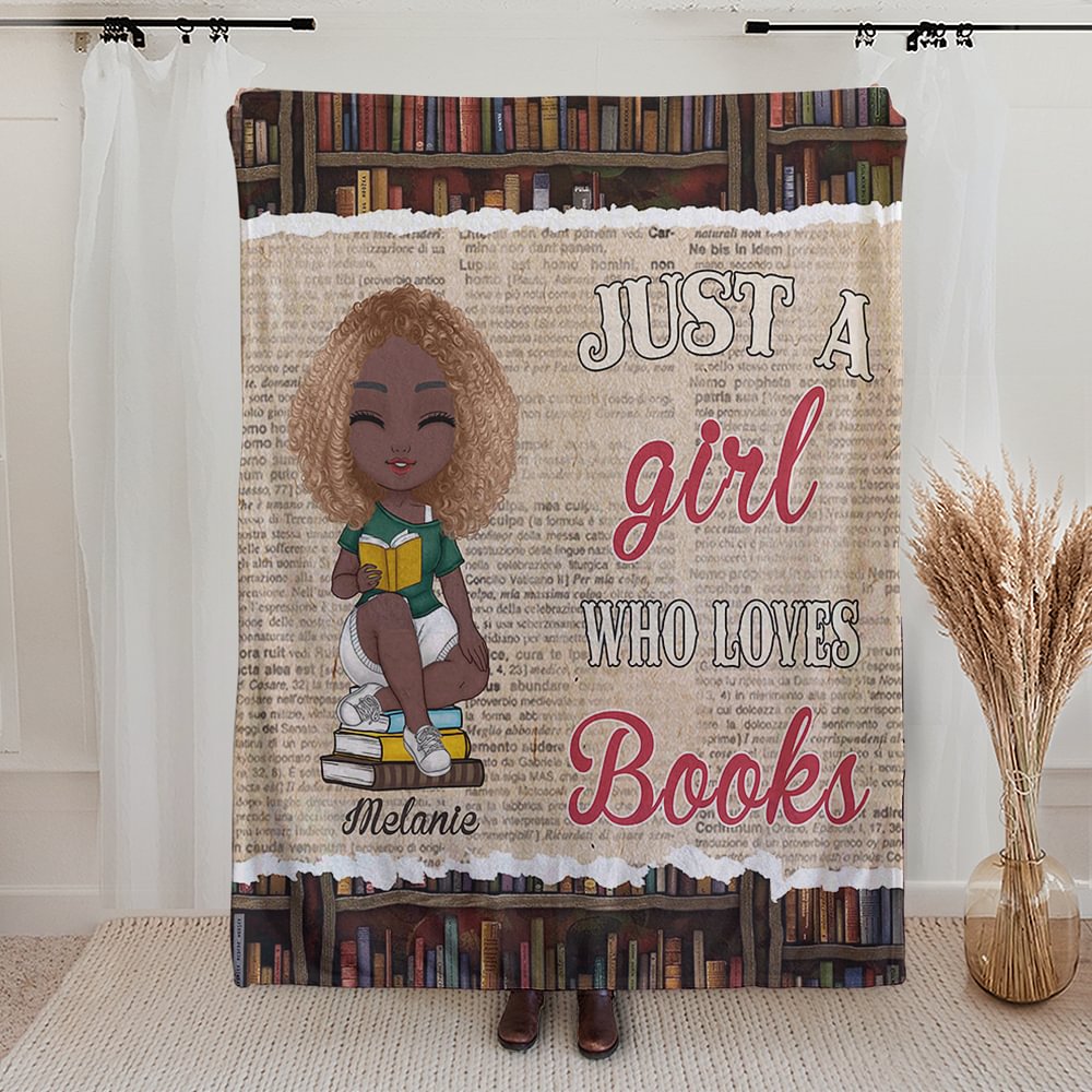 Personalizzato Just A Girl Who Loves Books Coperta morbida Decorazione per la casa Regalo di compleanno lettura per gli amanti dei libri