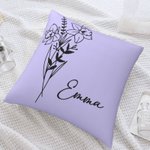 Funda de Almohada Personalizada Flor de Nacimiento Multicolor con Nombre Día de la Madre Regalo de Cumpleaños para Mujer