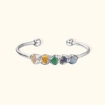 Personalizado 1-5 Cristal Raw Birthstones Ajustable Familia Bangle Día de la Madre Cumpleaños Regalo para las mujeres