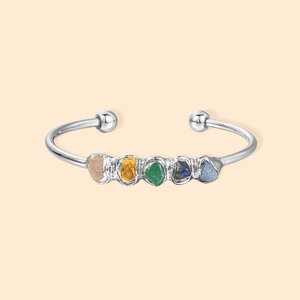 Personalisierte 1-5 Raw Crystal Birthstones Einstellbare Familie Armreif Muttertag Geburtstag Geschenk für Frauen