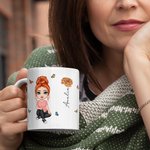 Mug Céramique Personnalisé avec Dessin Femme Fille Fleur de Naissancs et Nom Cadeau Anniversaire Fête des Mères pour Femme Fille