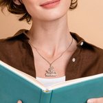 Personalized Birth Flower Book Necklace with Name Back to School Birthday Mother's Day Gift for Woman Book Lover