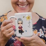 Mug Céramique Personnalisé avec Dessin Femme Fille Fleur de Naissancs et Nom Cadeau Anniversaire Fête des Mères pour Femme Fille