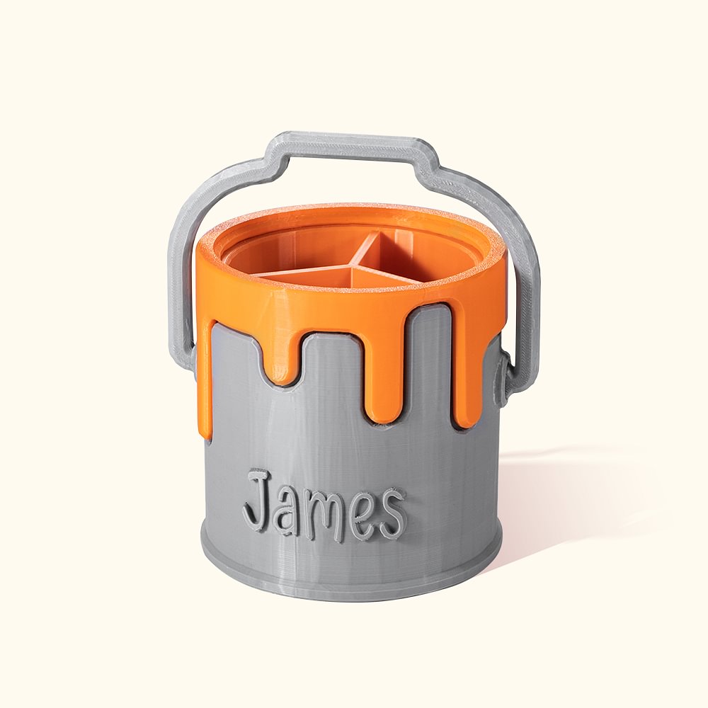 Seau de peinture personnalisé avec impression 3D Porte-crayons Cadeau d'anniversaire pour enfant peintre