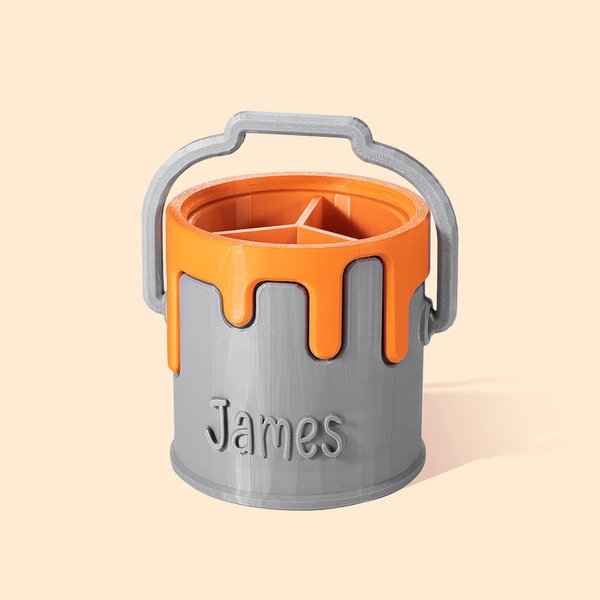 Personligt 3D-utskriftsmålningshink stil pennhållare födelsedag barndag present för målare barn