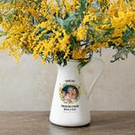 Personlig ring för födelsedagsblommor Keramisk vas med text och foto Heminredning Mors dag-present till henne