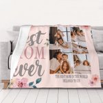 Personalisierte Best Mom Ever 5 Fotos Collage kuschelige weiche Decke mit Text Geburtstag Muttertag Geschenk für Mutter Großmutter