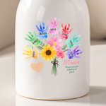 Personalised Multicolour 1-8 Handprint Bouquet Ceramic Vase with Names Mother's Day Birthday Gift for Mom