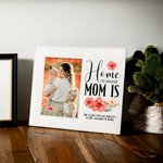 Henkilökohtainen koti on siellä, missä äiti on syntynyt kukka nahkainen valokuvakehys, jossa on taittuva jalusta ja ripustin Syntymäpäivä Äitienpäiväl