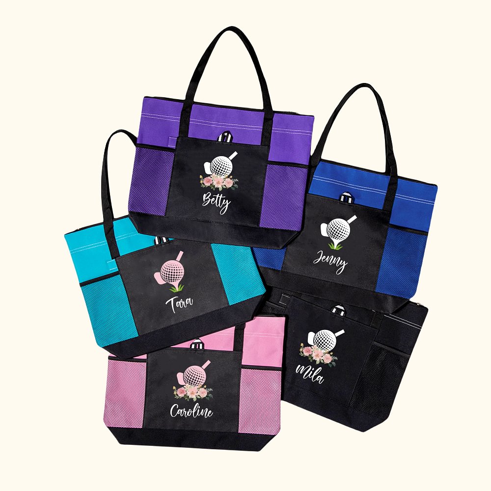Sac en Toile Personnalisé avec Nom à Motif Balle de Golf Sac de Grande Capacité avec Fermeture Éclair Cadeau Sportif pour Amateur de Golf