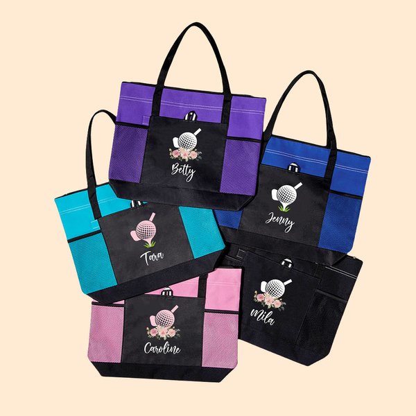 Personalisierte Golfball Tee und Club Blume Gras Muster Tragetasche mit Reißverschluss und Name große Kapazität Sport Geschenk für Golfliebhaber