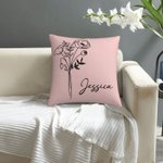Funda de Almohada Personalizada Flor de Nacimiento Multicolor con Nombre Día de la Madre Regalo de Cumpleaños para Mujer