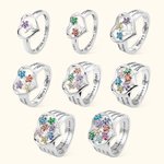 Personalized Grandma's Garden Birthstone Flower Family Ring with Engraved Names Birthday Mother's Day Gift for Grandma Mother