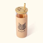 Henkilökohtainen lemmikkieläinten valokuva kaiverrettu nimi 17oz lasi Tumbler silikoni holkki bambu kansi ja olki syntymäpäivälahja lemmikkieläinten y
