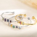 Personalizado 1-5 Cristal Raw Birthstones Ajustable Familia Bangle Día de la Madre Cumpleaños Regalo para las mujeres