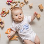 Personalized Our First Mother’s Day Elephant Baby Onesie and Mommy Matching T-Shirt with Names Gift for Baby New Mom