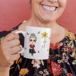 Mug Céramique Personnalisé avec Dessin Femme Fille Fleur de Naissancs et Nom Cadeau Anniversaire Fête des Mères pour Femme Fille
