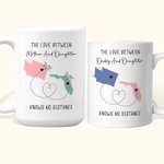 Taza de cerámica personalizada The Love Between Mother and Daughter Knows No Distance Map 11oz 15oz Long Distance Father's Day Mother's Day Gift for F