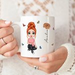 Mug Céramique Personnalisé avec Dessin Femme Fille Fleur de Naissancs et Nom Cadeau Anniversaire Fête des Mères pour Femme Fille