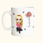 Mug Céramique Personnalisé avec Dessin Femme Fille Fleur de Naissancs et Nom Cadeau Anniversaire Fête des Mères pour Femme Fille