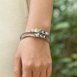 Personalizado 1-5 Cristal Raw Birthstones Ajustable Familia Bangle Día de la Madre Cumpleaños Regalo para las mujeres