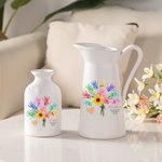Personalised Multicolour 1-8 Handprint Bouquet Ceramic Vase with Names Mother's Day Birthday Gift for Mom