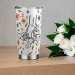 Personalised Watercolour Flowers 3D Effect Hand in Hand 20oz Tumbler with 1-9 Kid Names Straw and Brush Birthday Mother’s Day Gift for Her