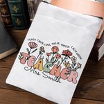 Personalised Spring Boho Wildflowers Name Book Cover with Zipper Appreciation End of School Gift for Teacher