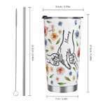 Personalised Watercolour Flowers 3D Effect Hand in Hand 20oz Tumbler with 1-9 Kid Names Straw and Brush Birthday Mother’s Day Gift for Her