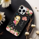 Personalizzato Carino Cartoon Personaggio Custodia per telefono con fiore di nascita e nome Festa della Mamma Regalo di compleanno per lei