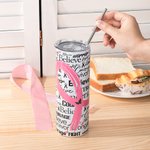 Vaso personalizado con lazo rosa 20oz con pajita y tapa para la concienciación del cáncer de mama Regalo inspirador para mujeres