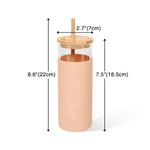 Vaso de cristal personalizado de 17oz con nombre Vaso de café con tapa de bambú grabada Funda de silicona y pajita Regalo de cumpleaños para ella