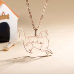 Gepersonaliseerde Honden Silhouet Ketting met Naam Verjaardag Verjaardag voor Huisdierliefhebber