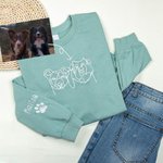 Personalized Pet Portrait Sweatshirt Hoodie with Name Birthday Gift for Dog Cat Mom Pet Lover Owner