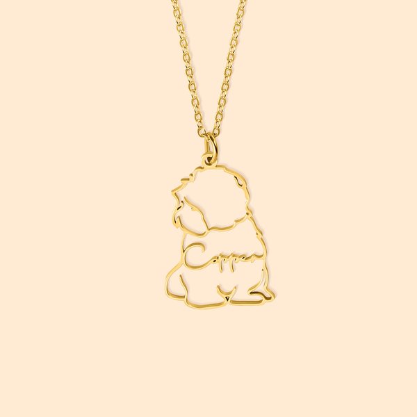 Gepersonaliseerde Honden Silhouet Ketting met Naam Verjaardag Verjaardag voor Huisdierliefhebber