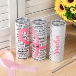 Vaso personalizado con lazo rosa 20oz con pajita y tapa para la concienciación del cáncer de mama Regalo inspirador para mujeres