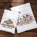 Personalised Spring Boho Wildflowers Name Book Cover with Zipper Appreciation End of School Gift for Teacher