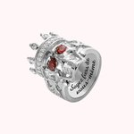 Bague Personnalisée avec Pierres de Naissance Gravure Bague Crâne à Couronne Cadeau Gothique Anniversaire pour Homme