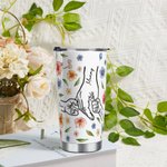 Personalised Watercolour Flowers 3D Effect Hand in Hand 20oz Tumbler with 1-9 Kid Names Straw and Brush Birthday Mother’s Day Gift for Her