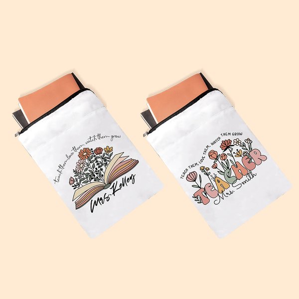 Spring Boho Wildflowers Name Book Cover with Zipper