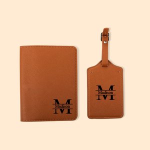 Gepersonaliseerde Multicolor Monogram PU lederen paspoorthoes Bagagelabel Set Verjaardag Verjaardagscadeau voor reisliefhebbers