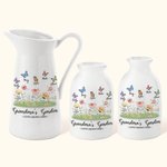 Vaso di ceramica bianco con farfalla del giardino della nonna personalizzato con 1- 8 nomi Decorazione per la casa Festa della mamma Regalo di complea
