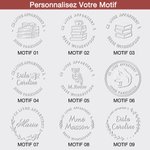 Tampon à Gaufrer Style Ex Libris Personnalisé avec Nom et Texte Cadeau Anniversaire pour Amateur des Livres Écrivain