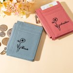 Portafoglio in pelle personalizzato con fiore di nascita Portamonete portatile con 8 scomparti per carte Regalo di compleanno per lei