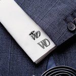 Gepersonaliseerde Overlappende Brief Manchetknoop Set van 2 Kleding Accessoires Bruiloft Cadeau voor Hem Bruidegom Bruidsjonkers