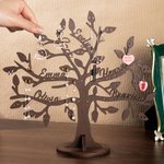 Portagioie ad albero genealogico in legno personalizzato con 1-6 nomi Regalo di compleanno per la festa della mamma per la donna