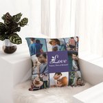 Housse d'Oreiller Personnalisée avec Photos et Texte Thème Amour Familial Décoration Collage à Domicile Cadeau pour Fête de Famille