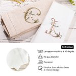 Serviette de Table en Lin Personnalisée avec Lettre Florale Brodée Cadeau Mariage Fête pour Femme