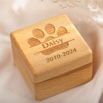Personalized Engraving Wooden Pet Fur Photo Magnetic Keepsake Box with Name Dog Paw Rainbow Bridge Loss of Pet Memorial Gift for Pet Owner